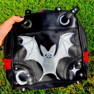 Vampire Bat Purse with Red Lace Trim